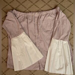 Kate Michael Jensen off shoulder pink button down shirt w ruffle sleeves NWOT S